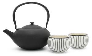 Fehér-fekete porcelán-öntöttvas teázó szett Shanxi – Bredemeijer