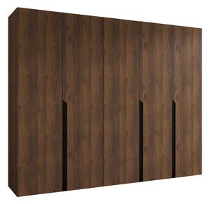 Gardróbszekrény Hartford 582, Laminált forgácslap, 202x250x52cm, Dió, Fekete