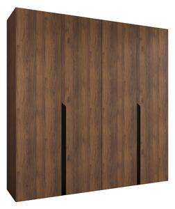 Gardróbszekrény Hartford 581, Laminált forgácslap, 202x200x52cm, Dió, Fekete