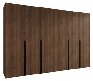 Gardróbszekrény Hartford 583, Laminált forgácslap, 202x300x52cm, Dió, Fekete
