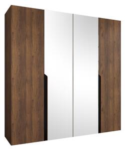 Gardróbszekrény Hartford 586, Laminált forgácslap, 202x200x52cm, Dió, Fekete