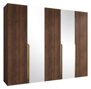 Gardróbszekrény Hartford 587, Laminált forgácslap, 202x250x52cm, Dió, Aranysárga