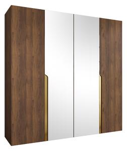 Gardróbszekrény Hartford 586, Laminált forgácslap, 202x200x52cm, Dió, Aranysárga