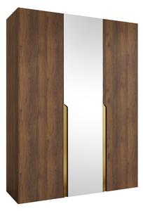 Gardróbszekrény Hartford 585, Laminált forgácslap, 202x150x52cm, Dió, Aranysárga
