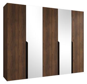 Gardróbszekrény Hartford 587, Laminált forgácslap, 202x250x52cm, Dió, Fekete