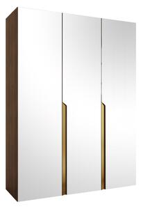 Gardróbszekrény Hartford 590, Laminált forgácslap, 202x150x52cm, Aranysárga, Dió