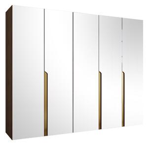 Gardróbszekrény Hartford 592, Laminált forgácslap, 202x250x52cm, Dió, Aranysárga