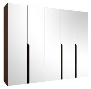 Gardróbszekrény Hartford 592, Laminált forgácslap, 202x250x52cm, Dió, Fekete