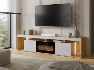 TV-állvány Tenfioa 103, Laminált forgácslap, 48x200x39cm, Tölgy, Szürke