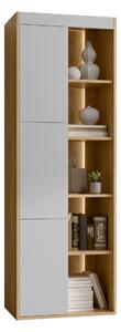 Könyvespolc Tenfioa 104, Ajtókkal, Zárt, Laminált forgácslap, 176x60x39cm, Tölgy, Szürke