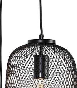 Ipari függesztett lámpa, fekete 45 cm 3-lámpa - Bliss Mesh