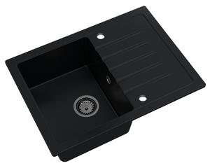 SINK Quality Mosogató Minőségi Titanite, konyhai gránit mosogató 680x495x215 mm + fekete szifon, fekete, SKQ-TIT.C.1KKO.XB