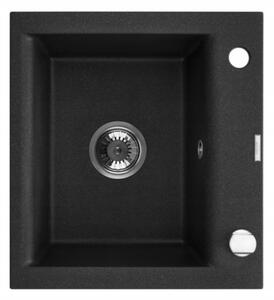 Invena Tesalia, 1 kamrás gránit mosogató 440x400x160 mm és Joga Plus mosogató csaptelep, fekete foltos, INV-AZ-01-041-SET