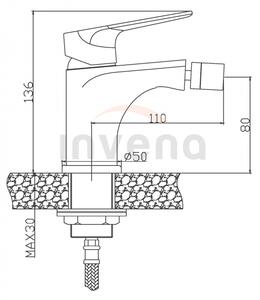 Invena Dokos, bidé csaptelep, fehér fényes-króm, BB-19-002-V