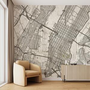 Fotótapéta New York város térképe, vonalas rajz, építészet, bézs színek, Fotótapéta világtérképek, w01699 : Uwalls.hu