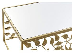 DKD Home Decor Dohányzóasztal Üveg Fém Falevél (110 x 60 x 46 cm)