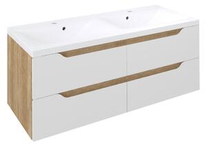 Sapho Sapho, WAVE dupla mosogató szekrény 119,7x50x47,8 cm, fehér/alabamai tölgy, WA120-3022