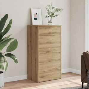 VidaXL tálalószekrény 6 fiókkal Kézműves tölgy 50x34x96 cm műszaki fa