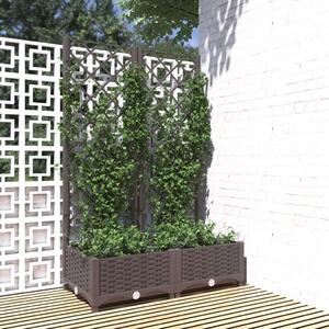 VidaXL barna polipropilén rácsos kerti ültetőláda 80 x 40 x 121,5 cm
