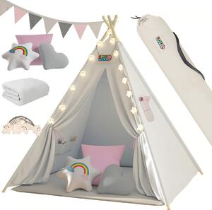 JULIA gyerek teepee sátor, 160x120x120cm, bézs/rózsaszín Spielwerk