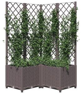 VidaXL barna polipropilén rácsos kerti ültetőláda 80 x 80 x 136 cm