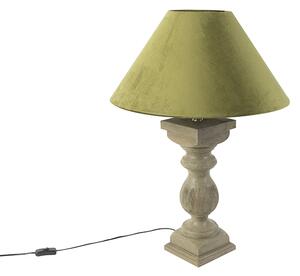 Vidéki asztali lámpa velúr árnyalatú mohazöld 50 cm - Izsop
