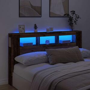 VidaXL antik fa színű szerelt fa LED-es fejtámla 180x18,5x103,5 cm