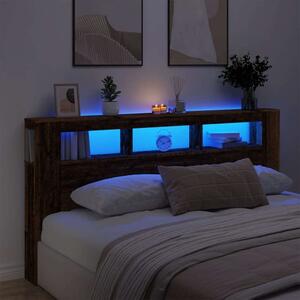 VidaXL antik fa színű szerelt fa LED-es fejtámla 200x18,5x103,5 cm