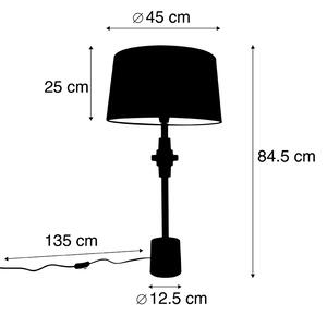 Art deco asztali lámpa fekete pamut árnyalatú fekete 45 cm - Diverso