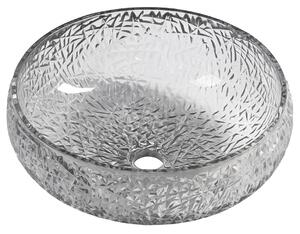 Sapho Sapho, GAVIOTA gravírozott üveg mosogató a tetején Ø 42 cm, fekete, TY306