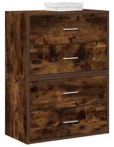 VidaXL 2 db füstölt tölgy szerelt fa szekrény 2 fiókkal 60 x 31 x 40cm