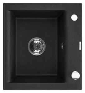 Invena Tesalia, 1 kamrás gránit mosogató 440x480x160 mm és króm szifon, INV-AZ-01-041-B