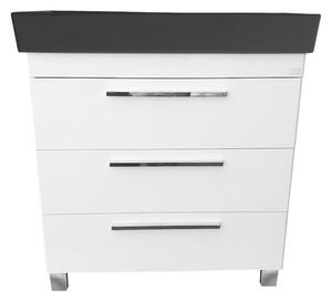 TMP TRIO 100D álló fürdőszobabútor - CeraStyle SHARP FEKETE DUPLA csaplyukas mosdóval - 100 x 48 cm