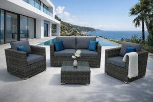 DEOKORK Rattan variálható ülőgarnitúra MALIBU 4 fő részére (szürke)
