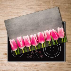 Üveg vágódeszka Rózsaszín tulipánok