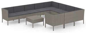 Polyrattan Kerti Ülőgarnitúra - 11 részes - Szürke