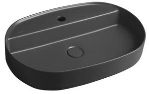 Sapho INFINITY OVAL, kerámia munkalap mosogató 60x40cm, antracit, 10NF65060-2C