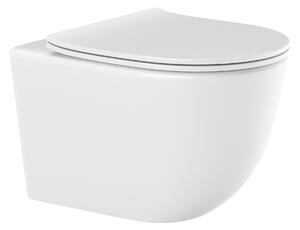 Invena Tinos, falra akasztható WC csésze Perem nélküli 495x365x360 mm + SLIM wc ülőke lassan záródó, fehér fényes, INV-CE-91-001-W