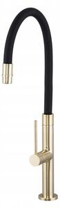 Gamma Flex Slim, magas konyhai csaptelep rugalmas karral H-480 mm, fekete-arany, GMA-BFXSL-GD