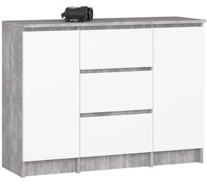 AKORD K100 Modern Komód Laminált Beton-Fehér