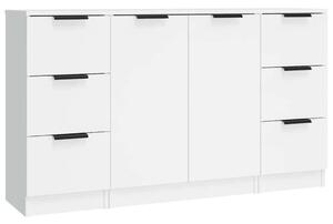 Modern Fehér Tálalószekrény Szett - 3 db