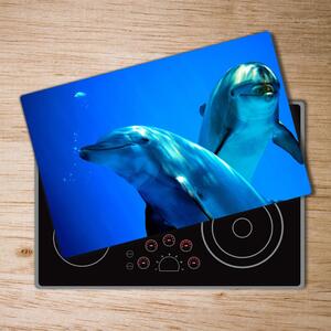 Üveg vágódeszka Két delfin