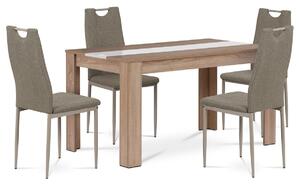 Étkezőgarnitúra MDF, 4 székkel, 138 x 80 x 75 cm,Sonoma tölgyfa