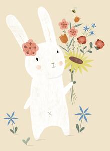 Illusztráció Flowers - Rabbit, Judith Loske, (30 x 40 cm)