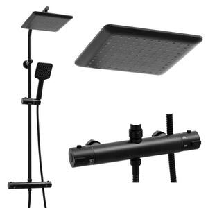 Erga Bodo Therm, zuhanygarnitúra termosztát elemmel és esőfejjel 23x23cm, fekete matt, ERG-YKA-BP.BODO-THERM-23-BLK