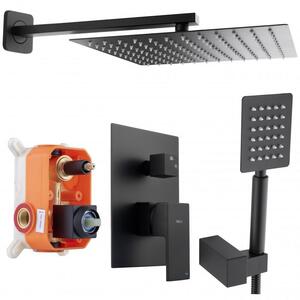 Erga Dual, rejtett zuhanygarnitúra esőfejjel 30x30 cm, i-BOX beépítési rendszer, matt fekete, ERG-YKA-BP.DUAL30-BLK