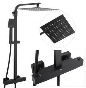 Erga Goba, zuhanygarnitúra termosztatikus csapteleppel és esőfejjel 30x30 cm, fekete matt, ERG-YKA-BP.GOBA-THERM-30-BLK