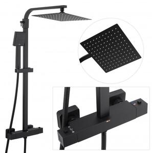 Erga Goba, zuhanygarnitúra termosztát elemmel és esőfejjel 25x25cm, fekete matt, ERG-YKA-BP.GOBA-THERM-25-BLK