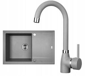 LAVEO Megalo, konyhai mosogató 790x490x230 mm + mosogató csaptelep BKZ_968, szürke, LAV-SBEA511T