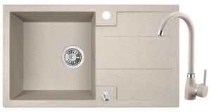 Laveo Barbados, 1 kamrás gránit mosogató 760x440x194 mm, bézs, LAV-SBBA411T